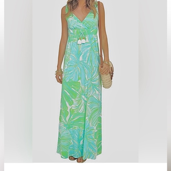 Lilly Pulitzer Dresses & Skirts - Lilly Pulitzer Isle Green Sheen Fronds Pace Maxi Dress S